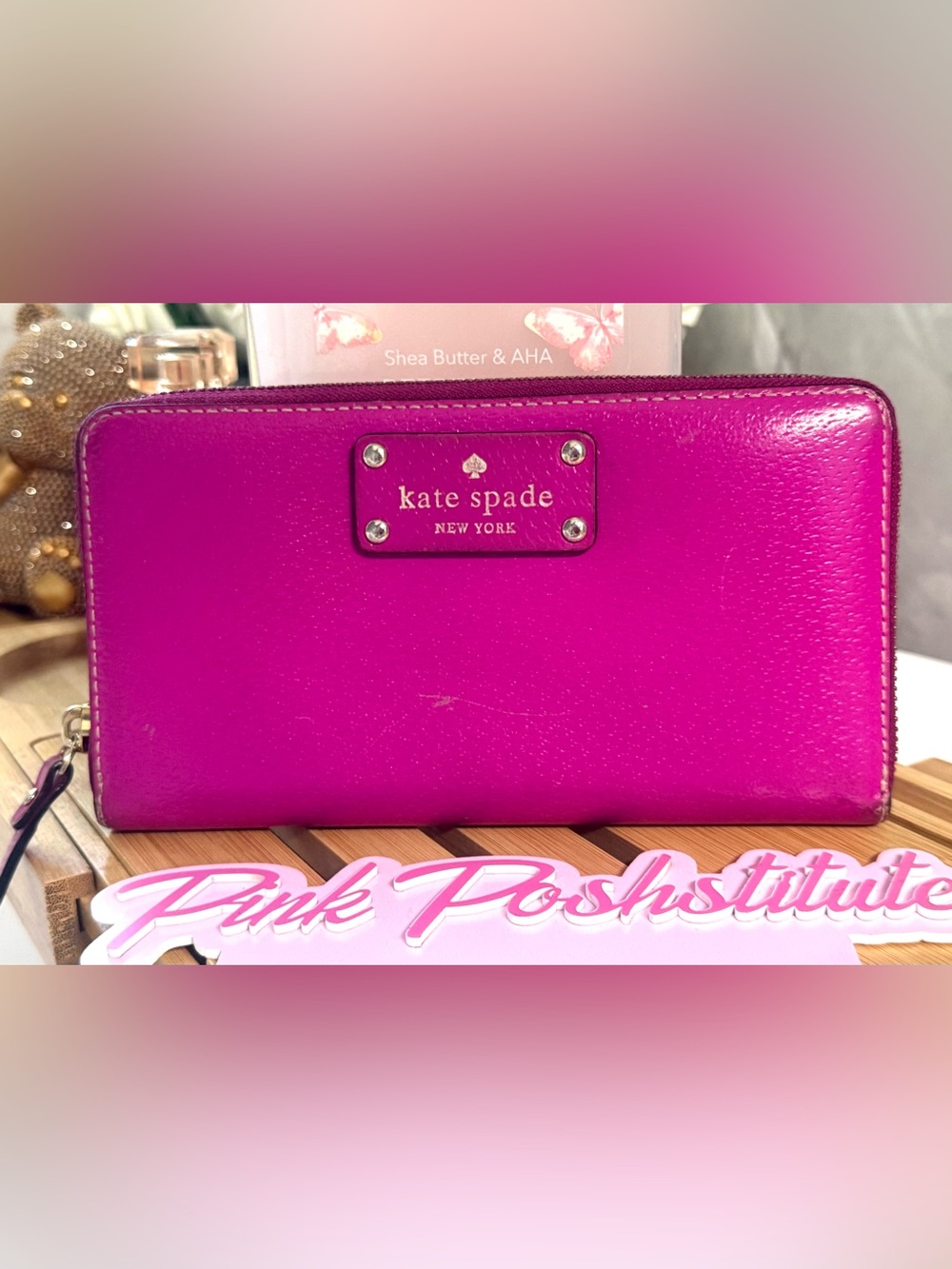 Kate Spade Hot Pink Leather Zip Wallet